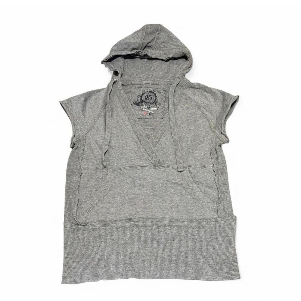 Y2K Gap 1969 Gray Sleeveless Hooded Pullover Sweatshirt Hoodie Women's Small
